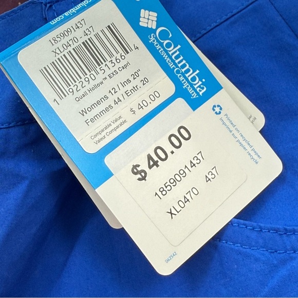 Columbia Women’s Size 12 Quail Hollow EXS Capri Pants Royal Blue NWT - Picture 6 of 9